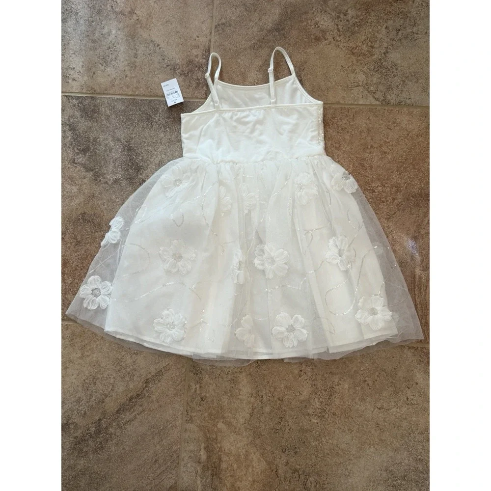 Zenzi Girls White Flower Tutu Dress Sequined Top Size XS (4/5) New with Tags